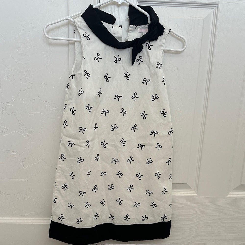 Janie and Jack Ivory Dress with Black Bow Accents